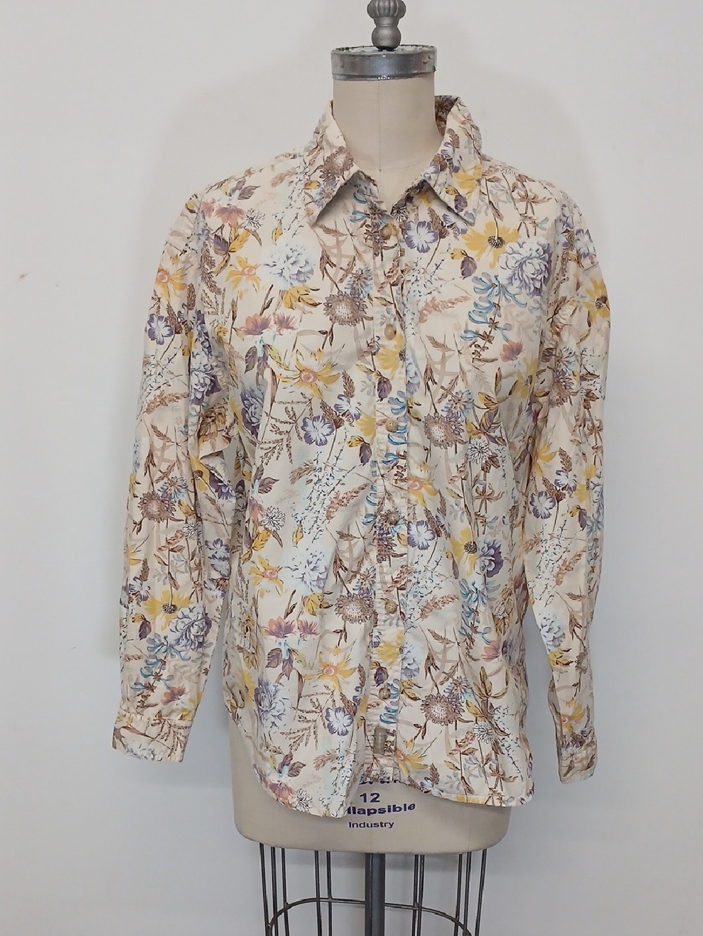 Liz Claiborne Floral Button Down Blouse Size L